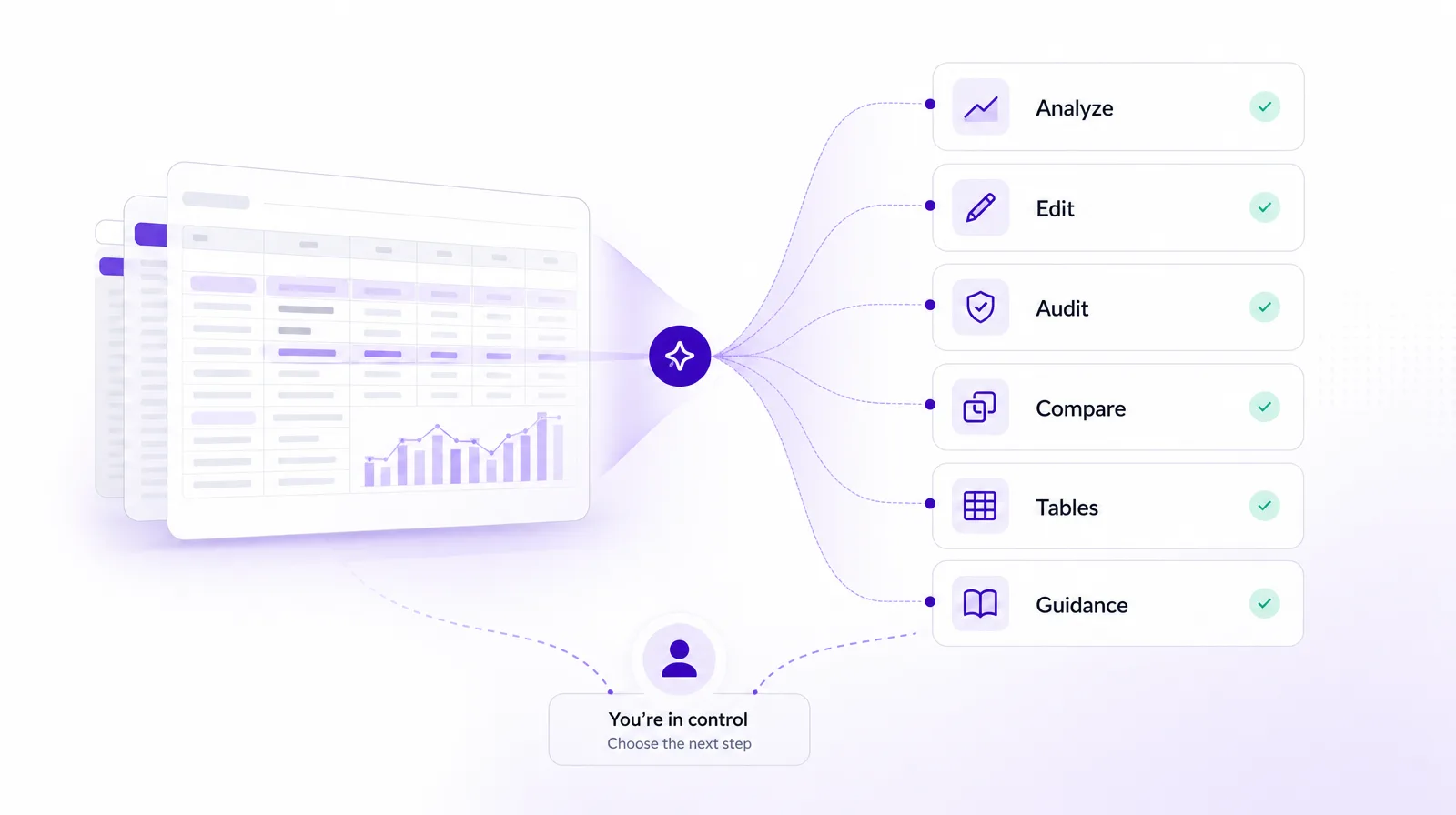 Agent organizes workbook tasks into workflow options
